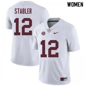 NCAA Women's Alabama Crimson Tide #12 Ken Stabler Stitched College Nike Authentic White Football Jersey KJ17O38EV
